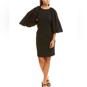 Rebecca Taylor Jewel Neckline Balloon Sleeve Shift Dress Black